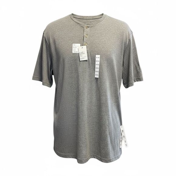 NWT Croft & Barrow Men’s Tall Gray 3 Button Short Sleeve Henley Shirt - Size 3X - Picture 1 of 5